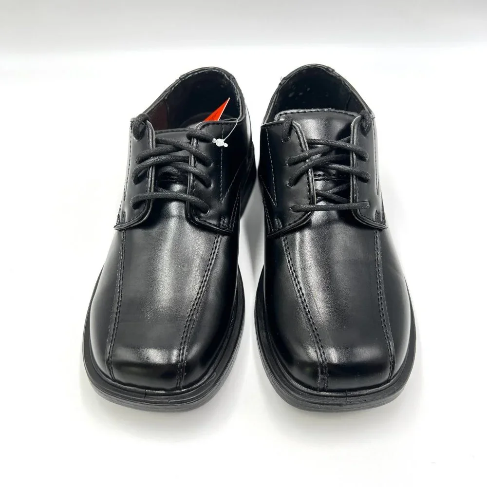 Deer Stags Boys Kids Gabe Black Faux Leather Lace Up‎ Oxfords Dress Shoes 12.5